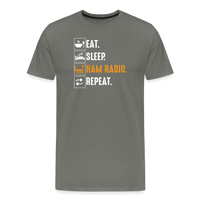 Load image into Gallery viewer, Radiowave Rituals: &#39;Eat. Sleep. Ham Radio. Repeat&#39; - Men&#39;s Premium T-Shirt - asphalt gray
