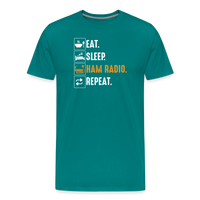 Load image into Gallery viewer, Radiowave Rituals: &#39;Eat. Sleep. Ham Radio. Repeat&#39; - Men&#39;s Premium T-Shirt - teal
