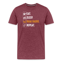 Load image into Gallery viewer, Radiowave Rituals: &#39;Eat. Sleep. Ham Radio. Repeat&#39; - Men&#39;s Premium T-Shirt - heather burgundy
