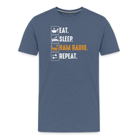 Load image into Gallery viewer, Radiowave Rituals: &#39;Eat. Sleep. Ham Radio. Repeat&#39; - Men&#39;s Premium T-Shirt - heather blue
