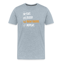 Load image into Gallery viewer, Radiowave Rituals: &#39;Eat. Sleep. Ham Radio. Repeat&#39; - Men&#39;s Premium T-Shirt - heather ice blue
