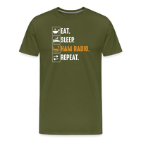 Load image into Gallery viewer, Radiowave Rituals: &#39;Eat. Sleep. Ham Radio. Repeat&#39; - Men&#39;s Premium T-Shirt - olive green
