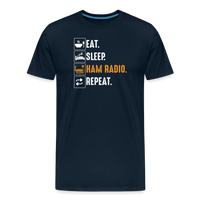 Load image into Gallery viewer, Radiowave Rituals: &#39;Eat. Sleep. Ham Radio. Repeat&#39; - Men&#39;s Premium T-Shirt - deep navy
