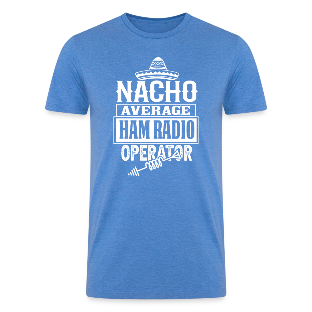 Quirky QSOs: 'Nacho Average Ham Radio Operator' - Men’s Tri-Blend Organic T-Shirt -  heather blue