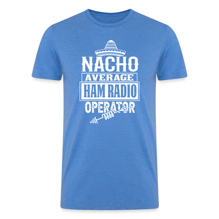 Quirky QSOs: 'Nacho Average Ham Radio Operator' - Men’s Tri-Blend Organic T-Shirt -  heather blue
