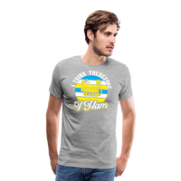 Load image into Gallery viewer, Cognitive Callsigns: &#39;I Think, Therefore I Ham&#39; - Men&#39;s Premium T-Shirt - heather gray
