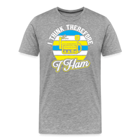 Load image into Gallery viewer, Cognitive Callsigns: &#39;I Think, Therefore I Ham&#39; - Men&#39;s Premium T-Shirt - heather gray
