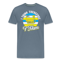 Load image into Gallery viewer, Cognitive Callsigns: &#39;I Think, Therefore I Ham&#39; - Men&#39;s Premium T-Shirt - steel blue
