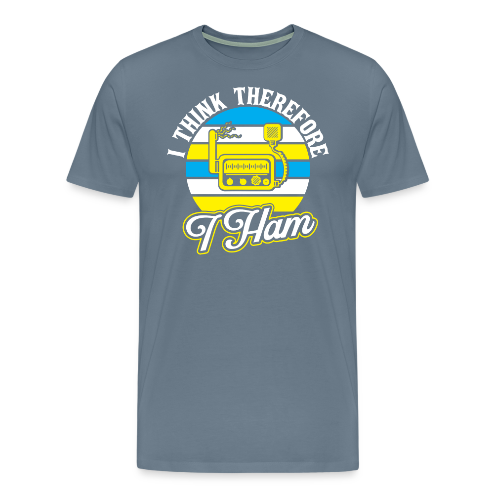 Cognitive Callsigns: 'I Think, Therefore I Ham' - Men's Premium T-Shirt - steel blue