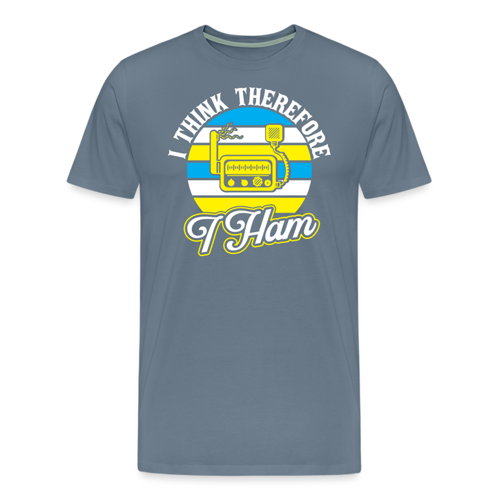 Cognitive Callsigns: 'I Think, Therefore I Ham' - Men's Premium T-Shirt - steel blue