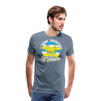 Load image into Gallery viewer, Cognitive Callsigns: &#39;I Think, Therefore I Ham&#39; - Men&#39;s Premium T-Shirt - steel blue
