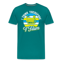Load image into Gallery viewer, Cognitive Callsigns: &#39;I Think, Therefore I Ham&#39; - Men&#39;s Premium T-Shirt - teal
