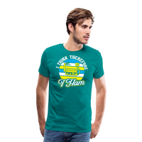 Load image into Gallery viewer, Cognitive Callsigns: &#39;I Think, Therefore I Ham&#39; - Men&#39;s Premium T-Shirt - teal
