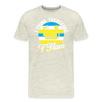 Load image into Gallery viewer, Cognitive Callsigns: &#39;I Think, Therefore I Ham&#39; - Men&#39;s Premium T-Shirt - heather oatmeal
