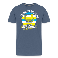 Load image into Gallery viewer, Cognitive Callsigns: &#39;I Think, Therefore I Ham&#39; - Men&#39;s Premium T-Shirt - heather blue
