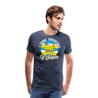 Load image into Gallery viewer, Cognitive Callsigns: &#39;I Think, Therefore I Ham&#39; - Men&#39;s Premium T-Shirt - heather blue
