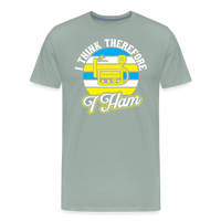 Load image into Gallery viewer, Cognitive Callsigns: &#39;I Think, Therefore I Ham&#39; - Men&#39;s Premium T-Shirt - steel green
