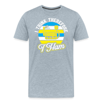 Load image into Gallery viewer, Cognitive Callsigns: &#39;I Think, Therefore I Ham&#39; - Men&#39;s Premium T-Shirt - heather ice blue
