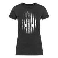 Load image into Gallery viewer, Patriotic Propagation: Distressed Flag and Ham Radio Icon - Women&#39;s Eco-Friendly Tri-Blend T-Shirt - heather black

