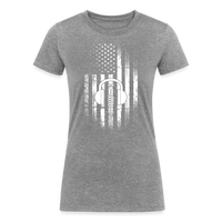 Load image into Gallery viewer, Patriotic Propagation: Distressed Flag and Ham Radio Icon - Women&#39;s Eco-Friendly Tri-Blend T-Shirt - heather gray
