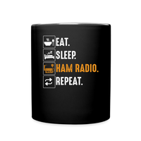 Load image into Gallery viewer, Dialled-In Daily: &#39;Eat. Sleep. Ham Radio. Repeat.&#39; - Black Ceramic Mug - black
