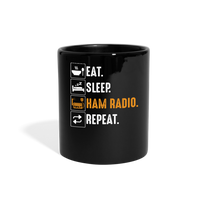 Load image into Gallery viewer, Dialled-In Daily: &#39;Eat. Sleep. Ham Radio. Repeat.&#39; - Black Ceramic Mug - black
