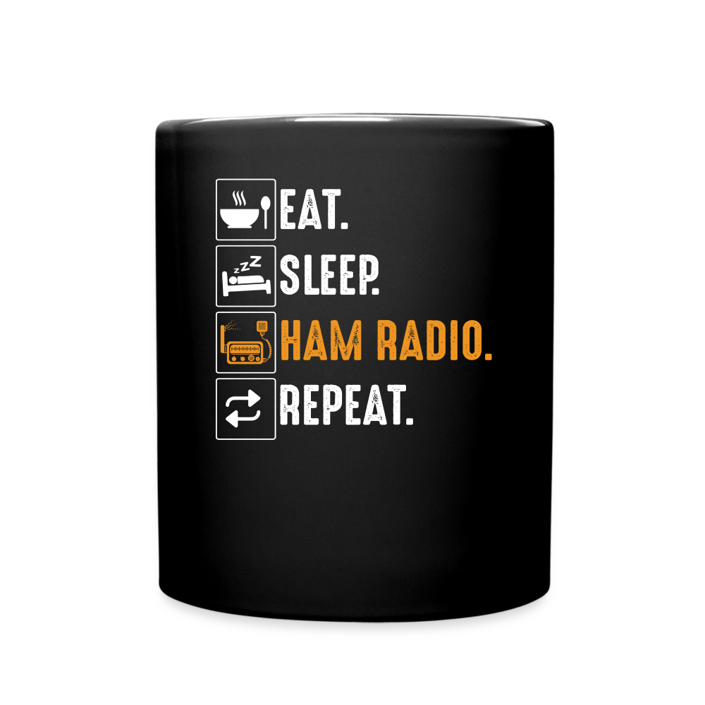 Dialled-In Daily: 'Eat. Sleep. Ham Radio. Repeat.' - Black Ceramic Mug - black