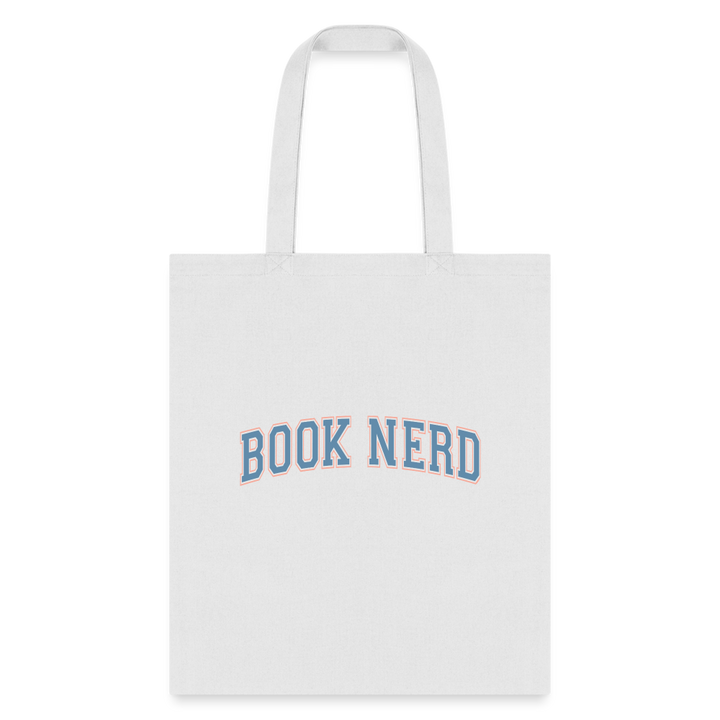 Book Nerd: Literary Themed Tote Bag for Avid Readers - white