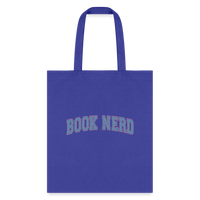 Load image into Gallery viewer, Book Nerd: Literary Themed Tote Bag for Avid Readers - royal blue

