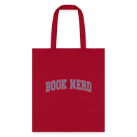 Load image into Gallery viewer, Book Nerd: Literary Themed Tote Bag for Avid Readers - red
