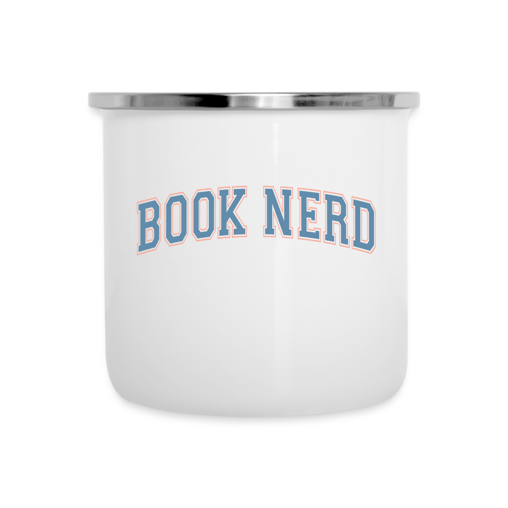Book Nerd: Stainless Steel Enamel Camper Mug for Literature Lovers - white