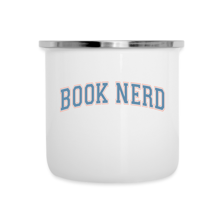Book Nerd: Stainless Steel Enamel Camper Mug for Literature Lovers - white