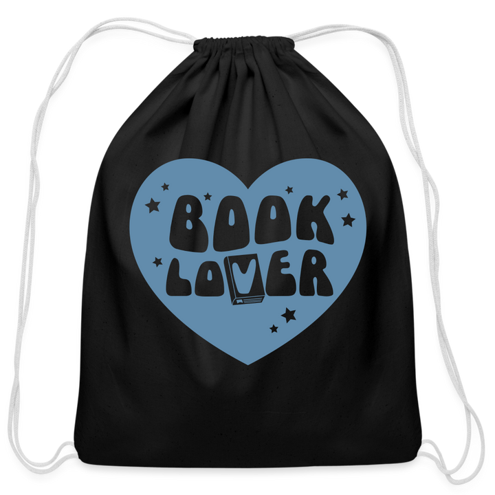 Book Lover: Cotton Drawstring Bag for Literature Enthusiasts - black