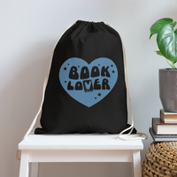 Load image into Gallery viewer, Book Lover: Cotton Drawstring Bag for Literature Enthusiasts - black
