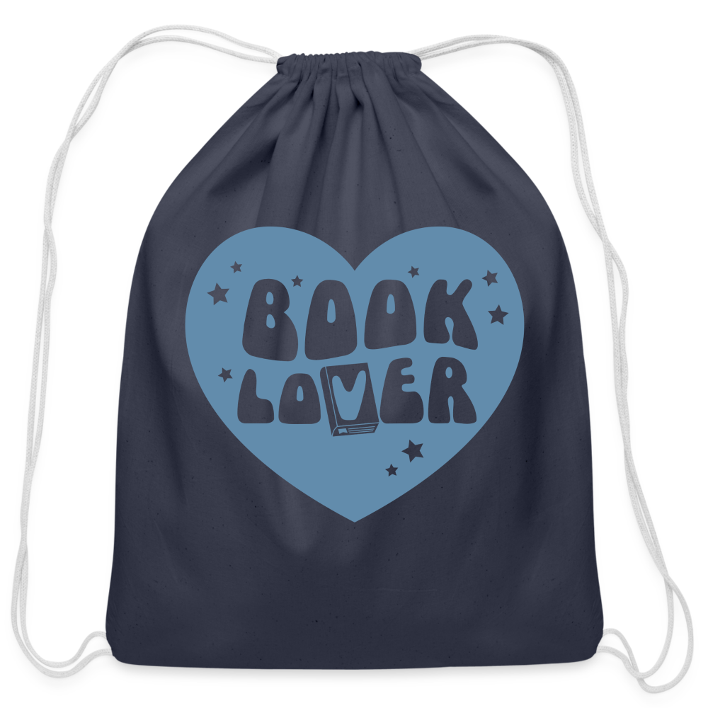 Book Lover: Cotton Drawstring Bag for Literature Enthusiasts - navy