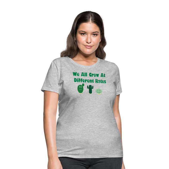 “We All Grow At Different Rates-Cactus”-Women's T-Shirt - heather gray