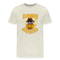 Load image into Gallery viewer, Men&#39;s Candy Inspector Tee: The Official Uniform of Halloween Sweet Tooths - heather oatmeal
