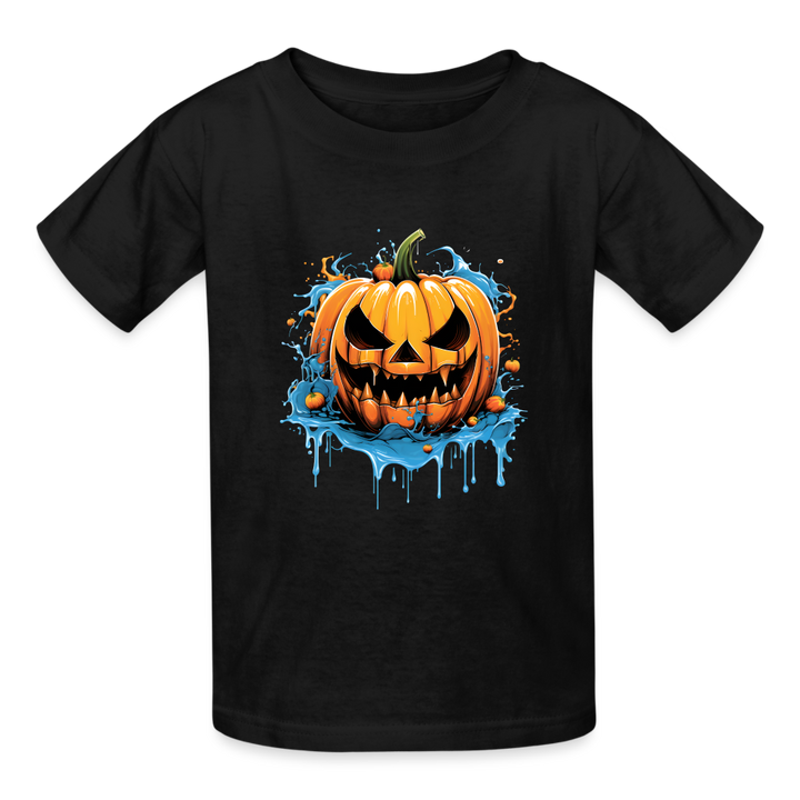 Eternal Jack-o'-Lantern: Hanes Youth Tagless Tee with Spine-Chilling Pumpkin Design - black