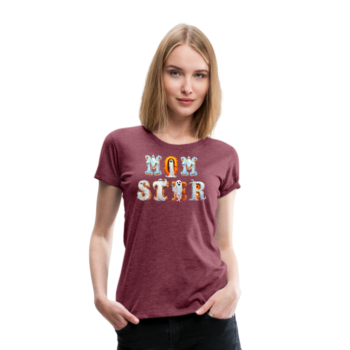 'Momster' Tee - heather burgundy