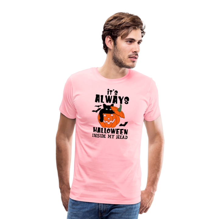 Men's 'It's Always Halloween Inside My Head' Premium Tee: A Year-Round Spook Fest for True Halloween Lovers - pink