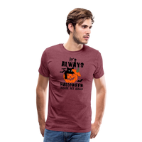 Load image into Gallery viewer, Men&#39;s &#39;It&#39;s Always Halloween Inside My Head&#39; Premium Tee: A Year-Round Spook Fest for True Halloween Lovers - heather burgundy
