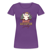 Load image into Gallery viewer, Women&#39;s &#39;Boot Scootin&#39; Spooky&#39; Premium Tee: Where Country Charm Meets Halloween Spirit - purple
