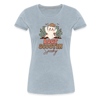 Load image into Gallery viewer, Women&#39;s &#39;Boot Scootin&#39; Spooky&#39; Premium Tee: Where Country Charm Meets Halloween Spirit - heather ice blue
