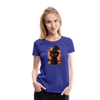 Load image into Gallery viewer, Women&#39;s &#39;Frightful Feline&#39; Premium Tee: Unleash Your Inner Cat-tastrophic Halloween Spirit - royal blue
