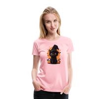 Load image into Gallery viewer, Women&#39;s &#39;Frightful Feline&#39; Premium Tee: Unleash Your Inner Cat-tastrophic Halloween Spirit - pink
