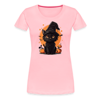 Load image into Gallery viewer, Women&#39;s &#39;Frightful Feline&#39; Premium Tee: Unleash Your Inner Cat-tastrophic Halloween Spirit - pink

