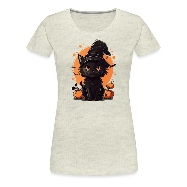 Women's 'Frightful Feline' Tee - heather oatmeal