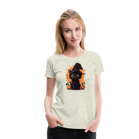 Load image into Gallery viewer, Women&#39;s &#39;Frightful Feline&#39; Premium Tee: Unleash Your Inner Cat-tastrophic Halloween Spirit - heather oatmeal

