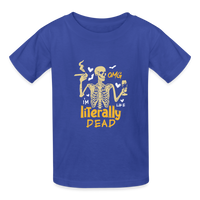 Load image into Gallery viewer, Youth 'OMG, I'm Like Literally Dead' Hanes Tagless Tee: The Ultimate Expression of Teen Angst Meets Halloween Humor - royal blue
