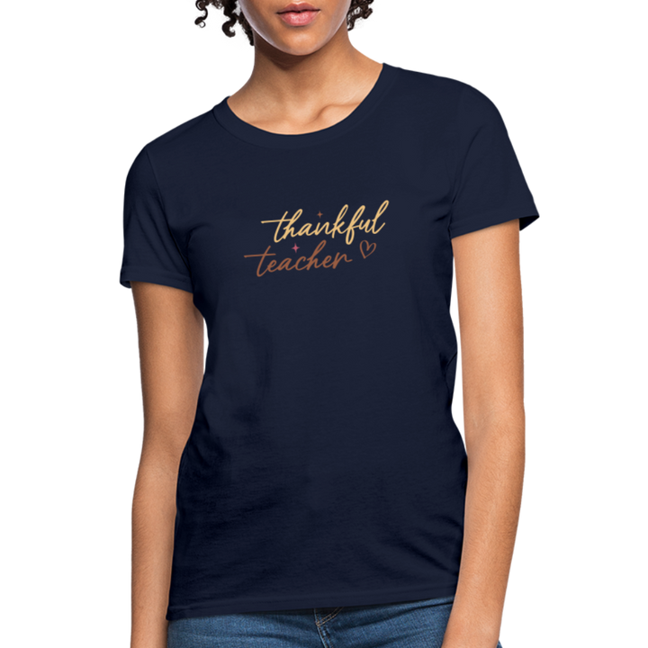 “Thankful Teacher”-Women's T-Shirt - navy